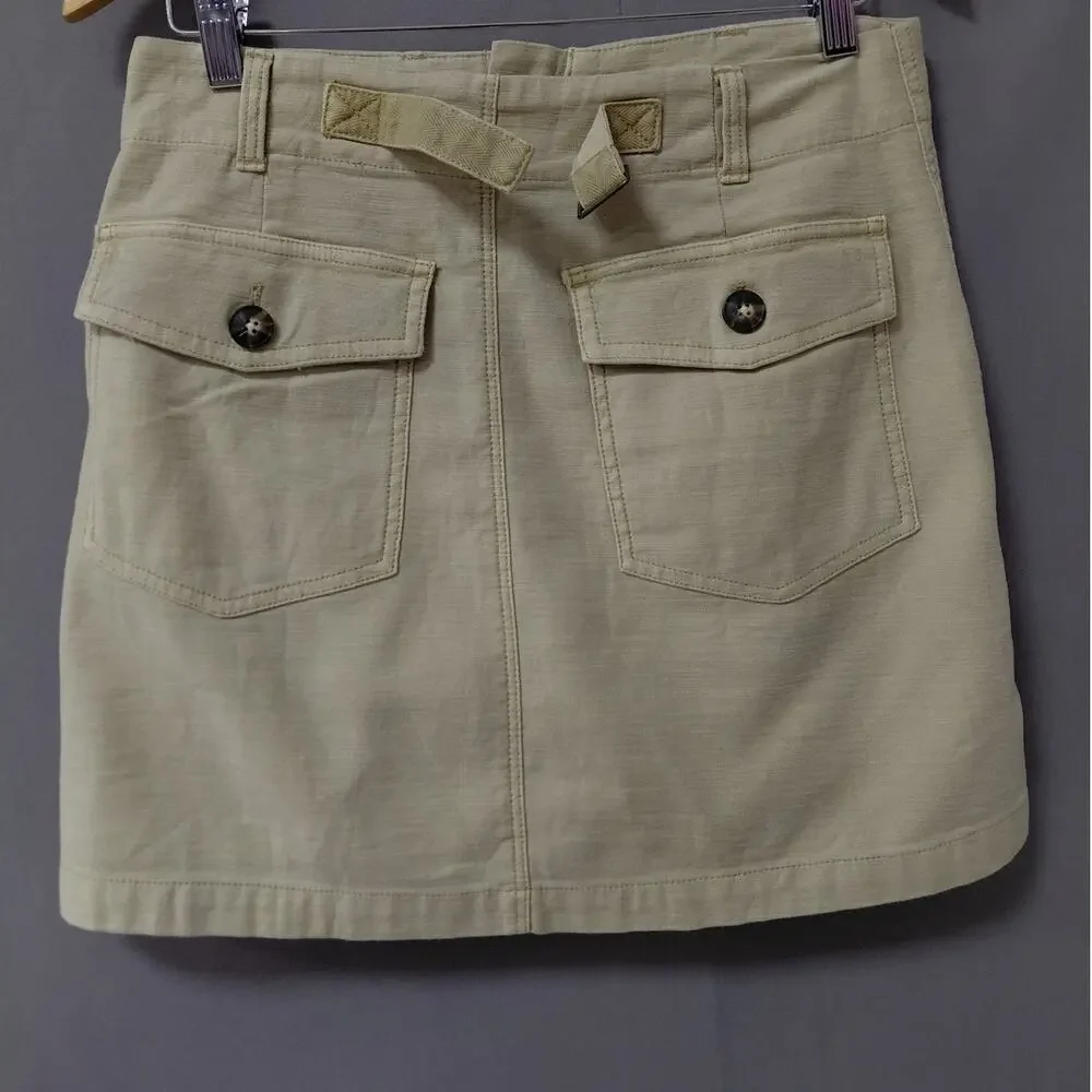 NWT Faherty Aurelia Beige Stretch Utility Pocket Mini Skirt Women Size 6
